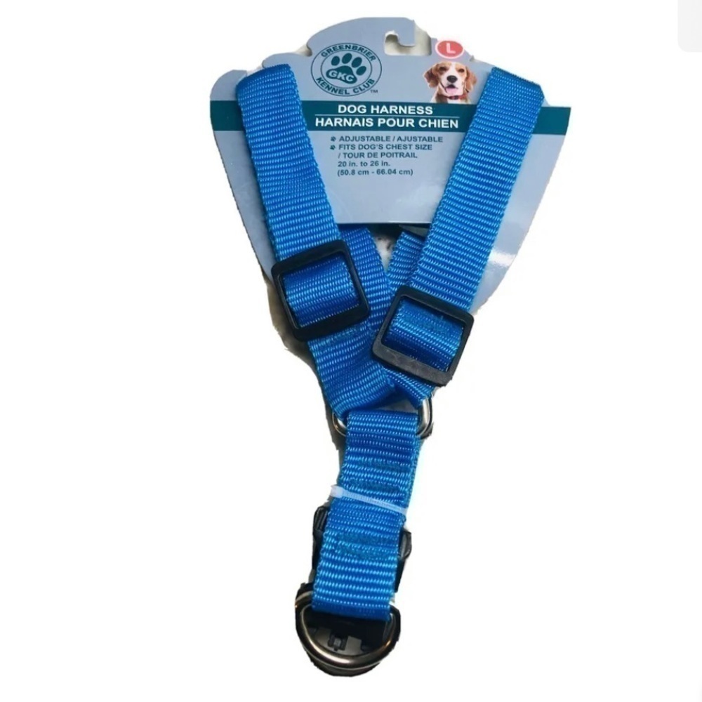 Greenbriar Kennel Club Adjustable Dog Harness Nylon Blue Size Large Chest 20-26